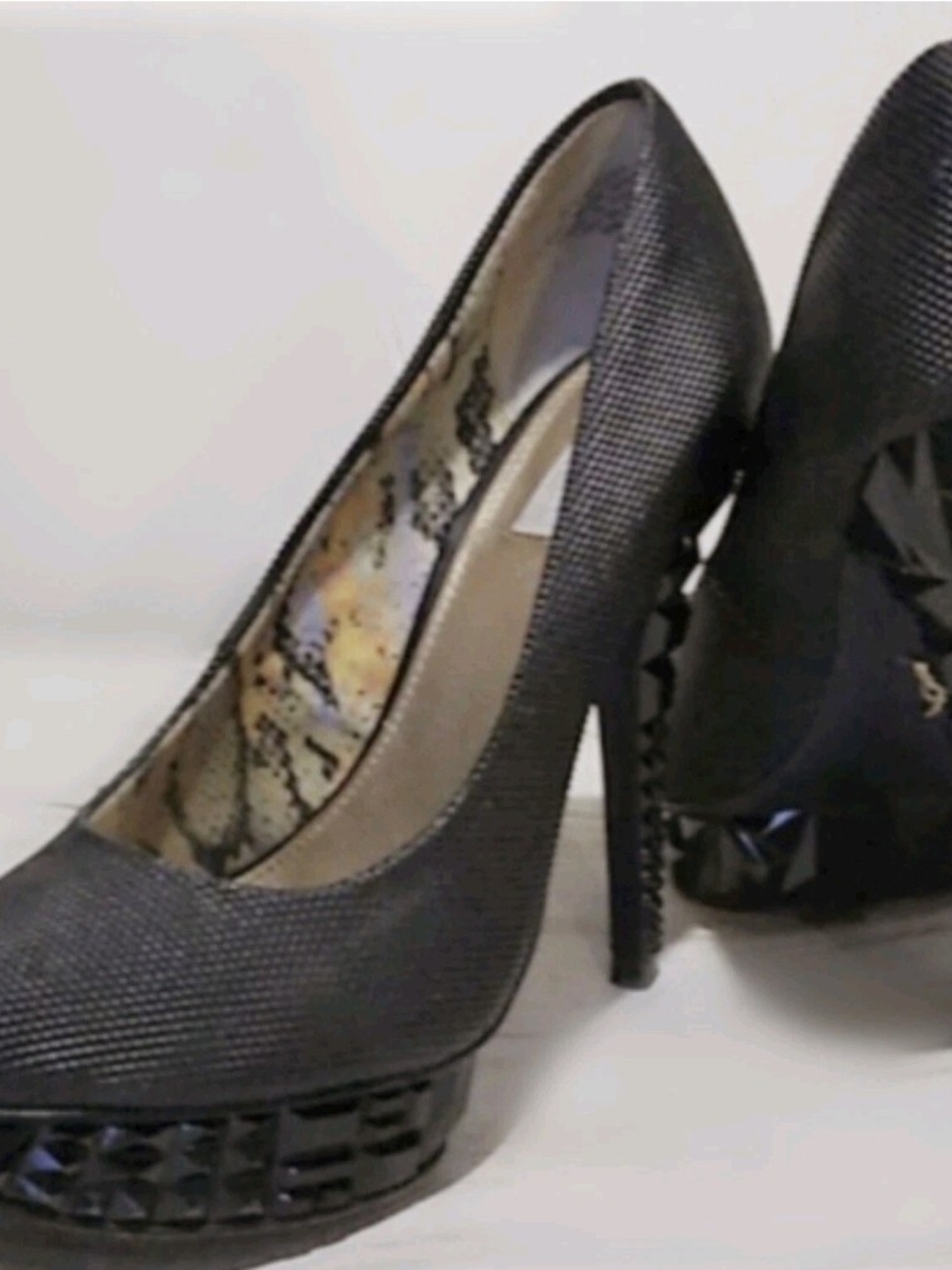 Rachel Roy"Kalyssa" Black Textured Platform Pumps Size 7